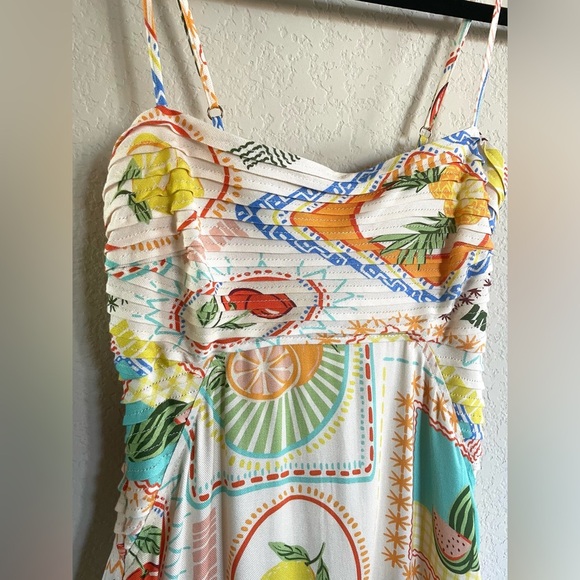 Seven Wonders Agata Midi Dress XS Fruit Print Cotton Rayon Lined Pockets - Picture 6 of 11